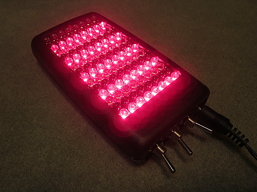 Light therapy unit showing red lights
